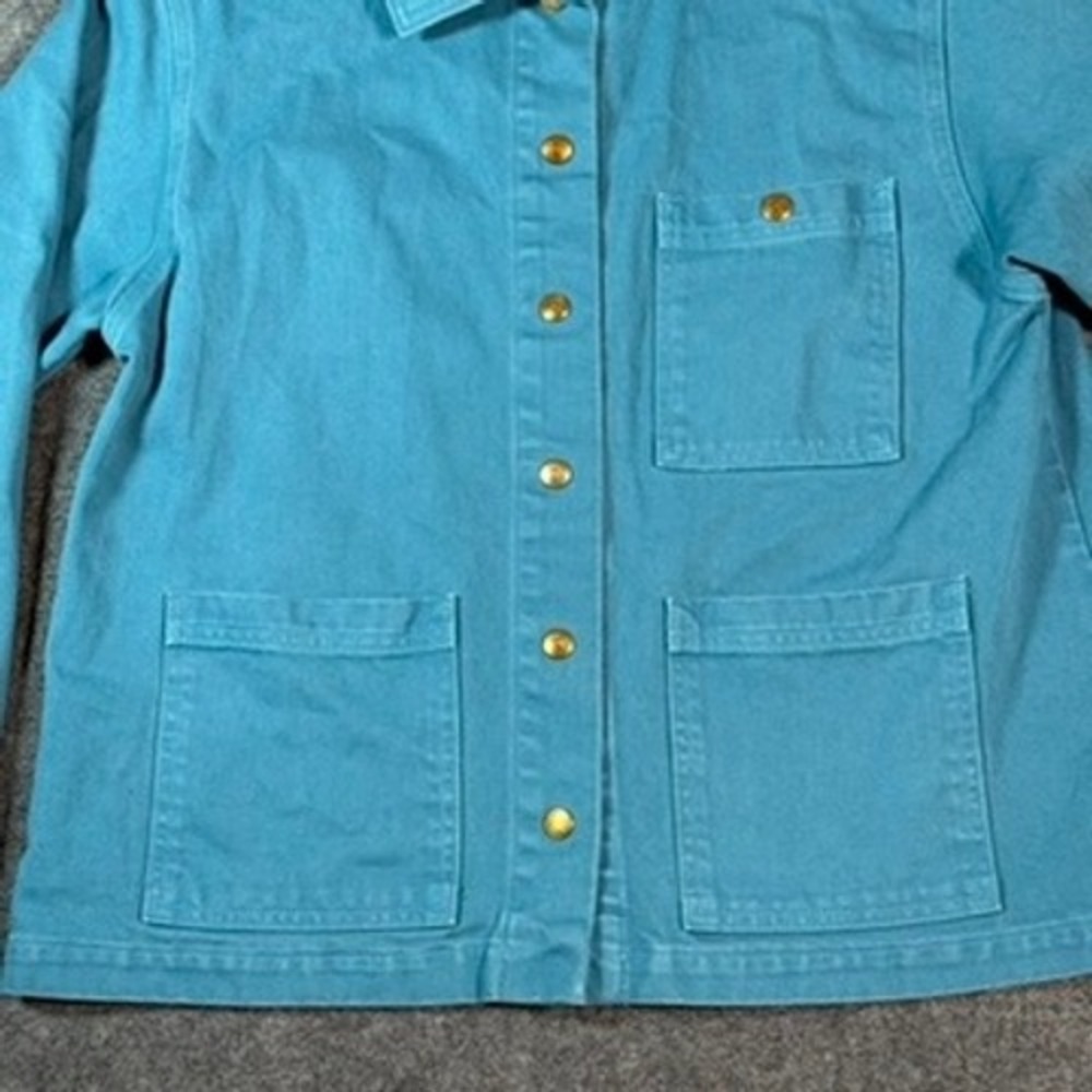 Big Bud Press Work Jacket‎ Teal Blue 100 Cotton Denim XS Boho USA Lux 14 Oz - Picture 4 of 9